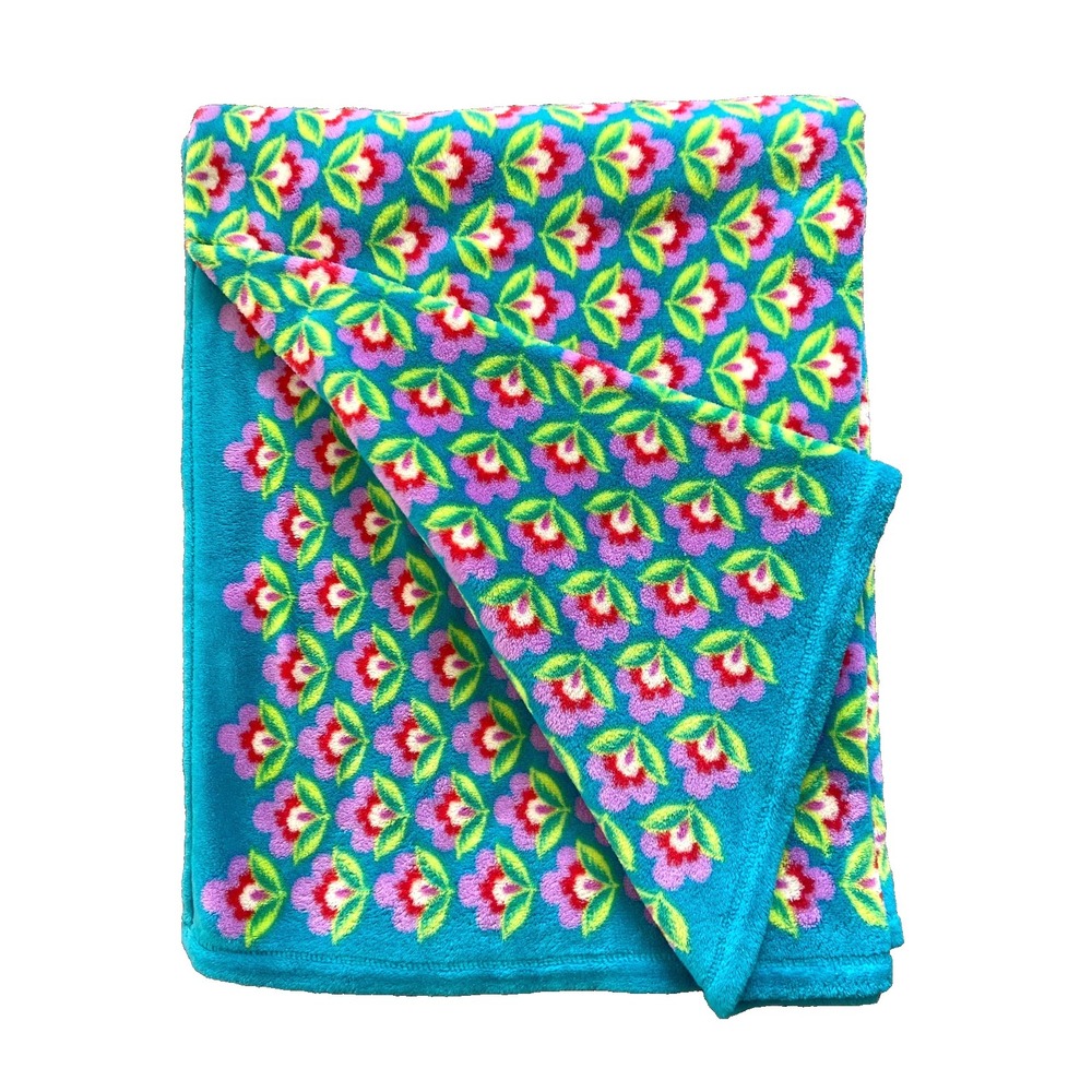 Vera‎ Bradley Retired PLUSH Throw Blanket PETALS IN PARADISE Teal Lavender Rare